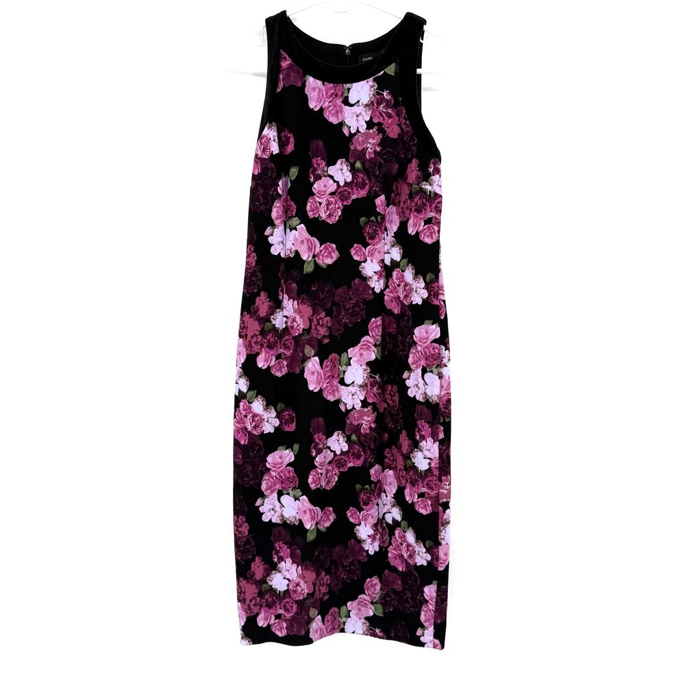 Ivanka Trump Size‎ 8 Sleeveless Floral Fitted Dress Black Pink White Purple